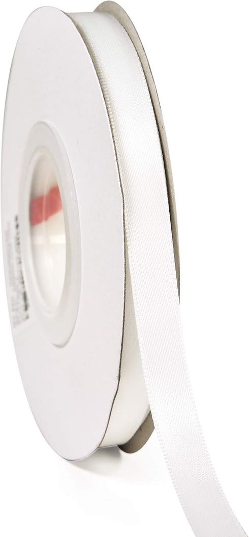 YAMA White Double Faced Satin Ribbon 3/8 Inch 25 Yards Thin White Ribbon for Gift Wrapping Crafts Bows Wedding Party Decoration...