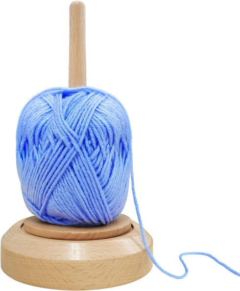 Wooden Yarn Holder Dispenser for Crocheting, Yarn Ball Holder for Knitting, Yarn Spindle Dispenser with Crochet Accessories (Single Ball)...