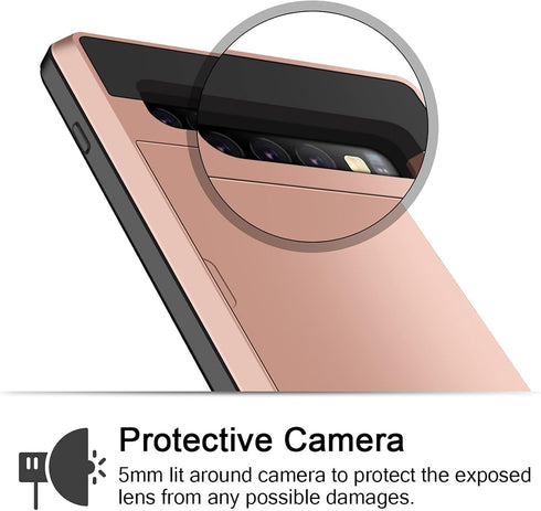 Vofolen for Galaxy S10 Plus Case Wallet Card Holder ID Slot Sliding Hidden Pocket Anti-Scratch Dual Layer Protective Hard Shell Rugged TPU Bumper ...