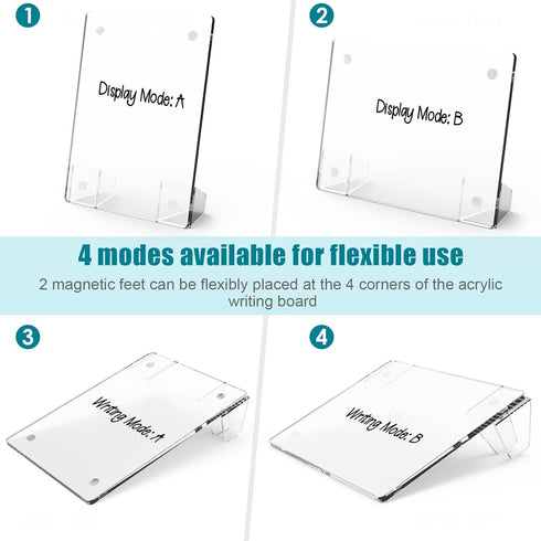 Frosted Acrylic White Board 8x6 Inches, Frameless Desktop Tablet Dry Erase Board with Flexible Magnetic Stand and Markers, Mini Whiteboard Desk Ac...