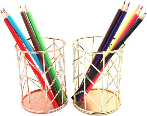 Pencil Holder, Metal Pen Pencil Holder, Rose Gold Pencil Holder, Desk Stationery Organizer for Home, School, Office Desk Supplies, Makeup Brush Or...