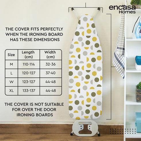 Encasa Ironing Board Covers (57"x22") Drawstring Tightening with Thick 3 mm Felt Padding, Easy Fit, Scorch Resistant, Printed - Mauve Tiles...