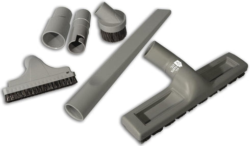 1.25" Gray Vacuum Attachment Kit with 2 Adapters (1-3/8" & 1-1/4") Floor Brush, Crevice Tool, Dust Brush, Upholstery Tool Compatible with Miele, E...