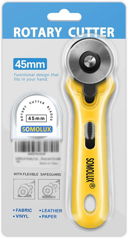 SOMOLUX 45mm Rotary Cutter with 45mm 5 Pcs Replace Blades for Quilting Scrapbooking Sewing Arts Crafts, Sharp and Durable...