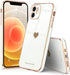 Teageo Compatible with iPhone 12 Case for Women Girl Cute Love-Heart Luxury Bling Plating Soft Back Cover Raised Full Camera Protection Bumper Sil...