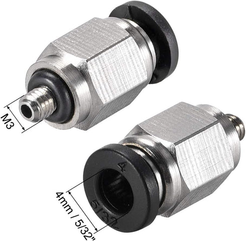 uxcell Straight Pneumatic Push To Quick Connect Fittings M3 Male x 4mm Tube OD Silver Tone 2pcs...