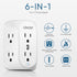 LENCENT 2 Prong Power Strip, 3 to 2 Prong Grounding Outlet Adapter, Polarized Plug, Surge Protector, 3-Sided 6 Outlets Widely Spaced Extender, Mou...
