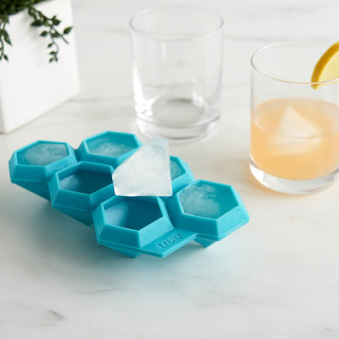TrueZoo Diamond Silicone Mold Tray for Whiskey Bath Bombs Candy, Soap, and DIY Crafts, Dishwasher Safe, 1.75", Blue, Set of 1, Makes 6 Ice Cubes...