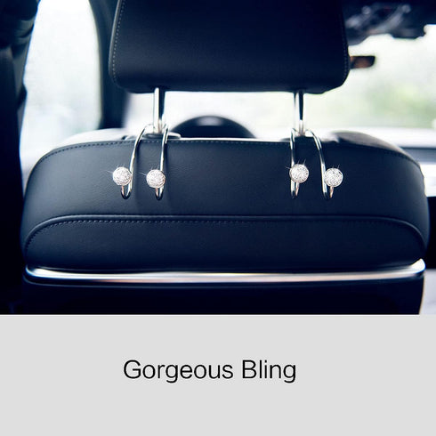 4 Pack Bling Car Hooks - Universal Car Headrest Hooks, Stainless Steel Car Seat Hooks for Women Bags & Purses (Silvery)...