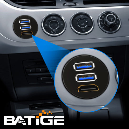 BATIGE Dual USB 3.0 & HDMI Male to Female Car USB Flush Mount Extension Cable USB 3.0 Dash Mount for Car Truck Boat Motorcycle - 3ft......