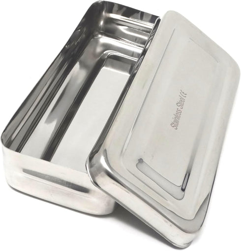 Stainless Steel Medical Dental Sterilizer Instrument Box, Organizer Storage Tray with Lid - 7L x 3W x 1.25H (Plain)...