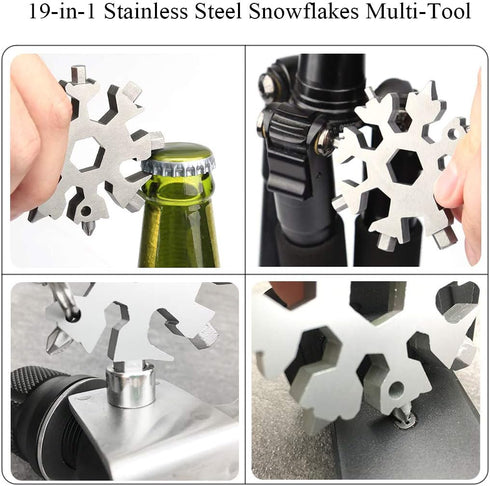 19 In 1 Incredible Tool - Easy N Genius - FEX 18-in-1 Stainless Steel Snowflakes Multi-Tool (Silver)...