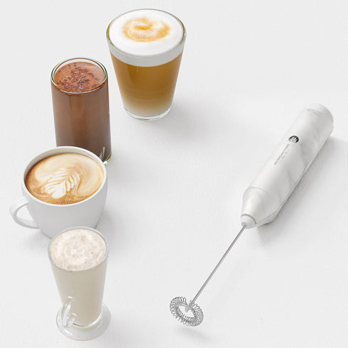 Powerful Milk Frother Handheld Foam Maker, Mini Whisk Drink Mixer for Coffee, Cappuccino, Latte, Matcha, Hot Chocolate, No Stand, Marble...