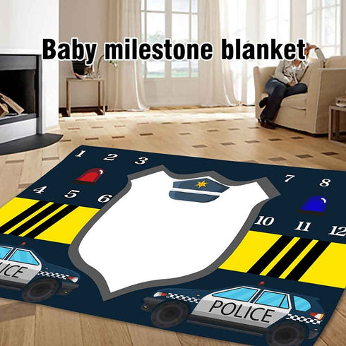 Baby Monthly Milestone Blanket, Month Blanket for Newborn Baby Shower, Police Theme Baby Photography Background for Baby 60x40 inches BTQQLY165...