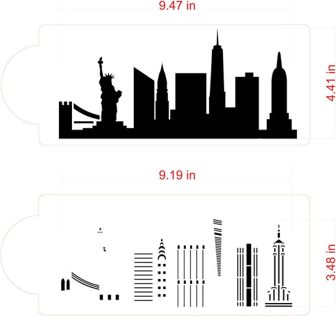 New York City Detailed Skyline Cake Stencil Side C1000 by Designer Stencils...