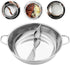 PACKOVE Double Flavor Hot Pot Divided Soup Pot Stainless Steel Hot Pot Dual Sided Pot Shabu Shabu Pot For Home (32CM?...