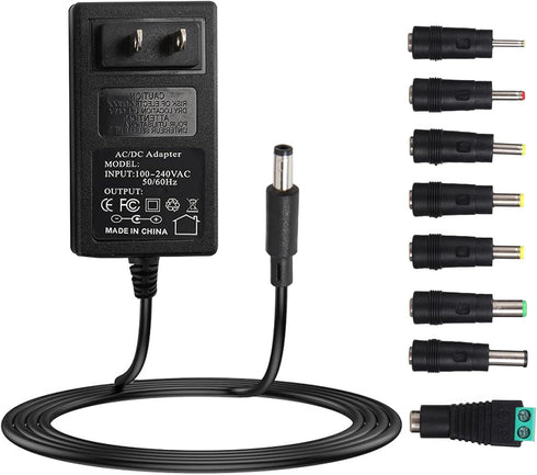 15V 2A Power Adapter 15Volt AC Adapters Charger 15V DC Regulated Switching Power Supply with 8 Interchangeable DC Plug for 15V 2000mA 1500mA 1000m...