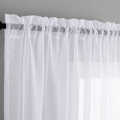 Sheer White Curtains, Sheer Curtains 63 inch Length 2 Panels Set, Rod Pocket Voile Fimly Sheer Drapes for Living Room/Bedroom, Light Filtering Cur...