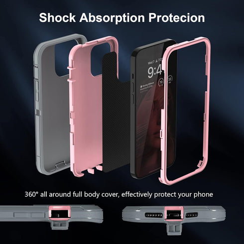 Sansunto Protection Case for iPhone 13 & 15 Phone, iPhone 14 Case Heavy Duty Shockproof Silicone Rubber Cover, Rugged Hybrid Durable Phone Cases f...