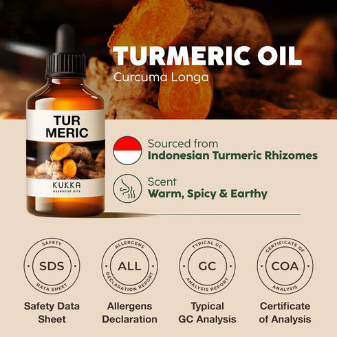 Kukka Turmeric Oil for Skin - 100% Natural Aromatherapy Turmeric Essential Oil for Diffuser - Turmeric Oil for Face, Hair, Aromatherapy, Bath Bomb...