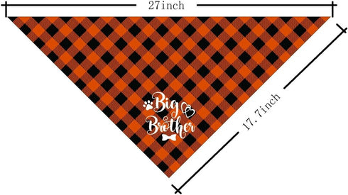 Dog Bandana, Big Brother Dog Bandana, Dog Scarf Plaid Printing, Dog Scarf Accessories, Dog Bandana Pet Scarf, Pet Plaid Scarf Gender Reveal Access...