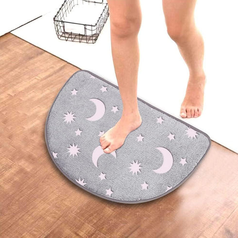 Noctilucent Mat Anti-Slip Rug Star Shinning in Night Door Mat Glow in Dark Decorative Floor Mat Outdoor Indoor Entrance Soft Carpet Semicircular 2...