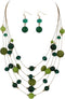 Layered Bead Statement Necklace For Women with Handmade Colorful Shell Boho Turquoise Green Red Stone Fashion choker Illusion Necklace Costume Tre...