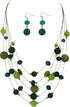 Layered Bead Statement Necklace For Women with Handmade Colorful Shell Boho Turquoise Green Red Stone Fashion choker Illusion Necklace Costume Tre...