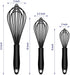 Dishwasher Safe Silicone Whisk, Sealed Waterproof Design Set of 3, Professional Kitchen Whisks for Cooking Non-Scratch, Silicone & Stainless Steel...