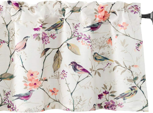 VOGOL Bird Pattern Kitchen Valances for Windows, Pocket Window Curtains Valance for Living Room 52 Inch Wide by 18 Inch Long...