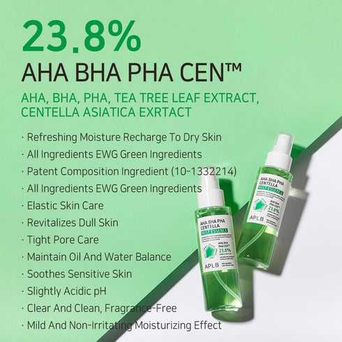 APLB AHA BHA PHA Centella Mist Essence | AHA BHA PHA CEN™ 23.8% 3.55 FL.OZ/Korean Skincare, Exfoliant, Replenishing moisture, Revitalize for gentl...
