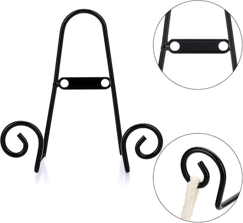 Hipiwe Black Metal Plate Display Easel Stands 4 pack Wall Mount Plate Hanger Vertical Decorative Plate Holders Picture Frame Stand Holder for Wall...