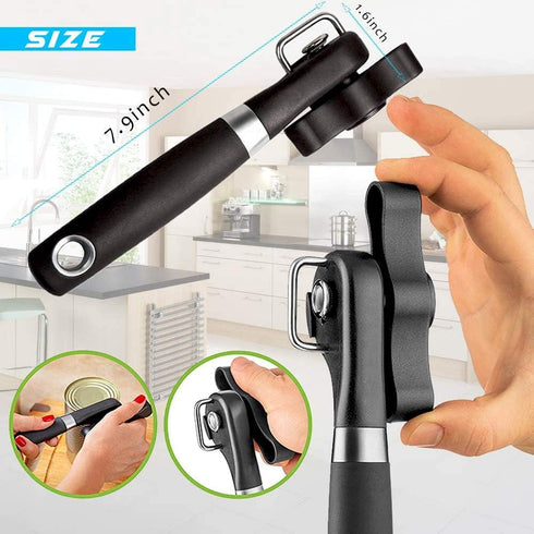 Safe Cut Smooth Edge Ergonomic Can Opener - Manual Food Grade Stainless Steel Opener for Kitchen & Restaurant Seniors And Arthritis...