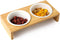 Raised Slow Feeder Dog Bowls Improves Digestion,Dog Elevated Food Bowl with 2 Ceramic Bowls, 1.6" Height Cat Water and Food Bowl(Bamboo)...