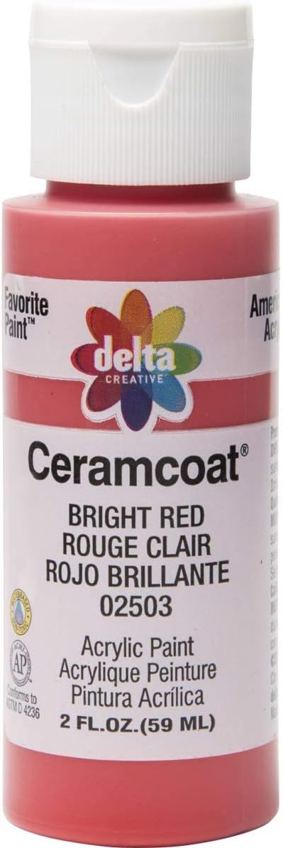 Delta Creative Ceramcoat Acrylic Paint in Assorted Colors (2 oz), 2503, Bright Red...