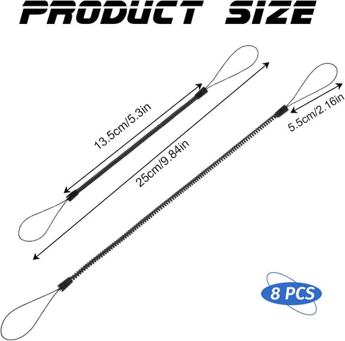 8 PCS Elastic Lanyard Tether Retractable Spring Coil Strap Pens Coil Spring Straps Touch Pens Plastic Coil Spring Leash Stylus Lanyard Cord for Te...