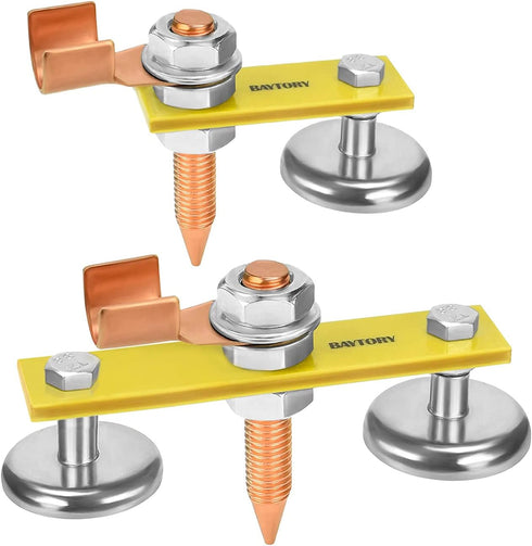 BAYTORY Upgrade Magnetic Welding Support Ground Clamp Tools, Double + Single Welding Magnet Head, Strong Magnetism Large Suction, Copper Tail Weld...