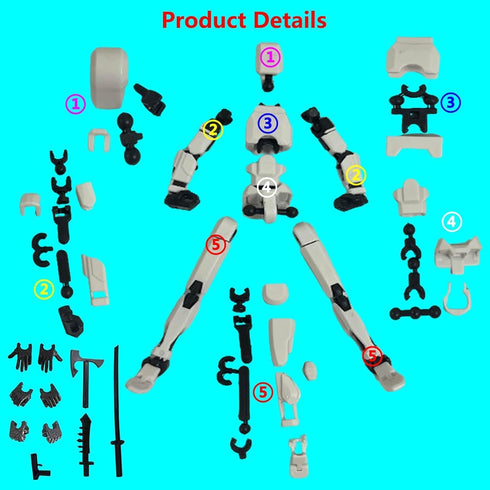 3PCS Titan 13 Action Figure, Titan 13 Action Figure, 3D Printed Multi-Jointed Movable Action Figure Lucky Action Figures for Game Lovers (Red yell...