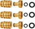 Garden Hose Quick Connect Solid Brass 3/4 inch GHT External Thread Easy Connect Fittings No-Leak Water Hose Male Quick Connector and Female produc...