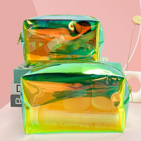 Holographic Makeup Bag, Iridescent Cosmetic Toiletry Bag,Wash Pouch for Women,Waterproof Portable Case Travel for Makeup Tools Organize......