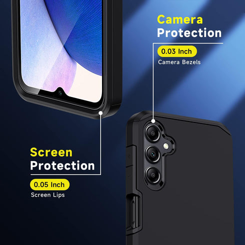 3 in 1 for Galaxy A15 5G Case with Tempered Glass Screen Protector + Camera Lens Protector,Samsung Galaxy A15 5G Case,Silicone Durable Armor for S...