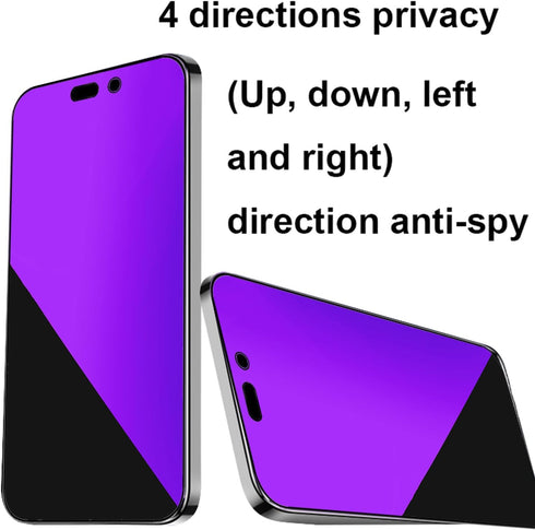 2 Pack 360 Degree Anti-blue Privacy Tempered Glass for iPhone 13 Pro/iPhone 13 / iPhone 14 Anti-Spy 4 Directions Screen Protector Film 4 Sides Ant...
