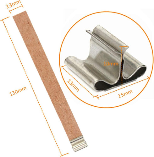 Simoda 100 PCS Wood Candle Wicks with Iron Stand Candle Cores Natural Environmental-Friendly Wick for Candle Making and Candle DIY Craft,5 inch...