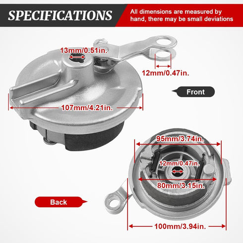 Newsmarts Motorcycle Front Rear Drum Brake Pad Shoe Drum Hub Assembly Fit for HONDA CRF50 XR50 SSR Lifan Coolster Baja Chinese Pit Bike...