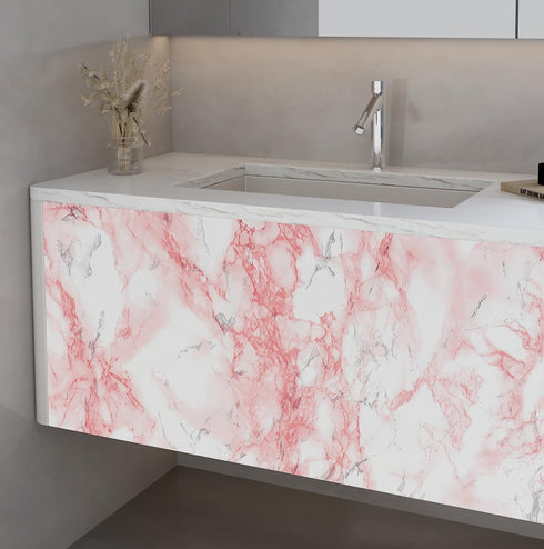 LACHEERY Marble Contact Paper Pink White Marble Peel and Stick Countertop Contact Paper for Countertops Waterproof Marble Wallpaper for Walls Bath...