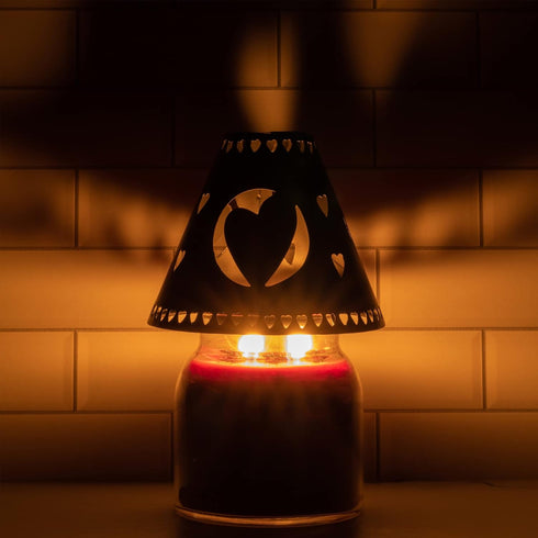 A Cheerful Giver Metal Candle Shade - Black Heart Decorative Tin Candle Shade Fits Most Cheerful Giver 16 oz. & Larger Jar Candles - Lovely Candle...