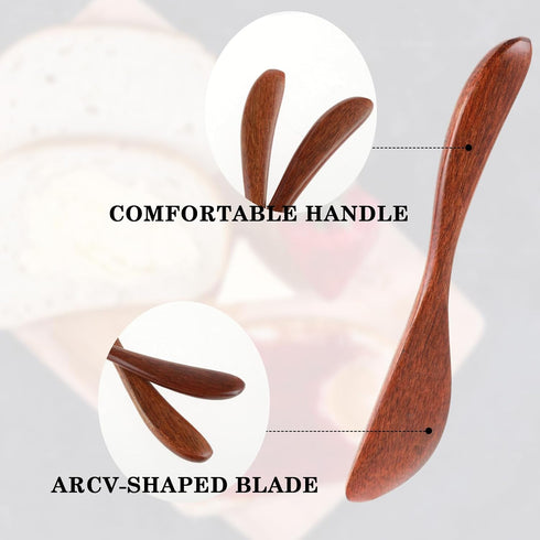 4Pcs Wooden Butter Knife, 6 Inch Jam Spreader Knives Jelly Cheese Spreaders Reddish Brown Condiment Knives Sandwich Spreaders for Kitchen...