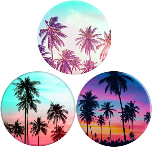 Multi-Functional Grip Mobile Phone Stands and Finger Holder (3 Pack) - Blue Pink Purple Palm Trees Coconut...
