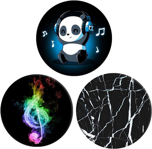 Multi-Functional Grip Mobile Phone Stands and Finger Holder (3 Pack) - Black Music Panda Blue Marble...