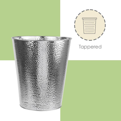 Home Basics Hammered Stainless Steel Bathroom Garbage Wastebasket bin 6 Liter, Chrome Finish...
